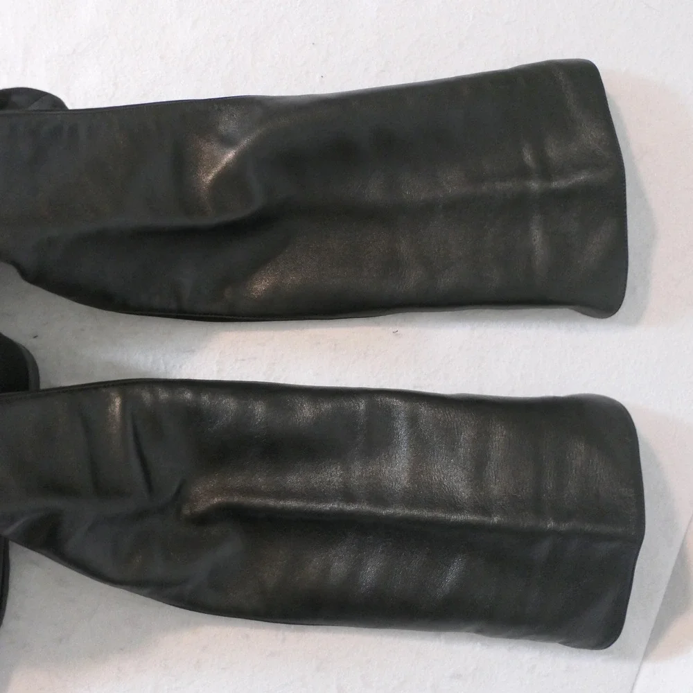 Stuart Weitzman Women Boots 6.5 Black Leather 5050 Over The Knee Minimalist